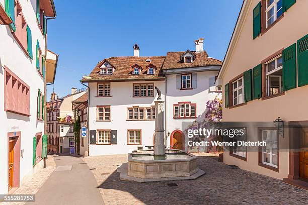 old town at gemsberg street, basel - basel switzerland stockfoto's en -beelden