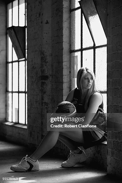 Carly Wilson of the Dandenong Rangers poses for a photograph during the WNBL photo session at the Crumpler Warehouse September 15, 2005 in Melbourne,...