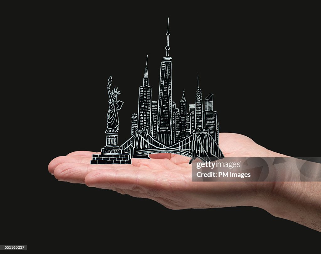 New York City in man's hand