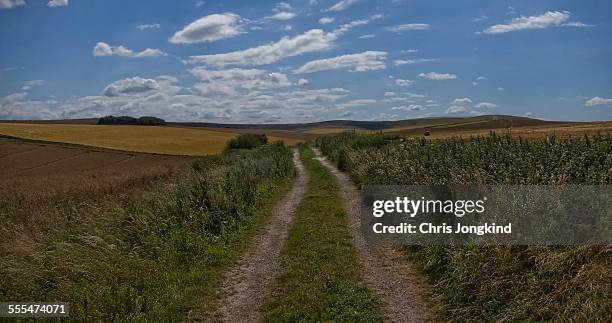 dirt track through rolling countryside - off the beaten path refrán en inglés fotografías e imágenes de stock