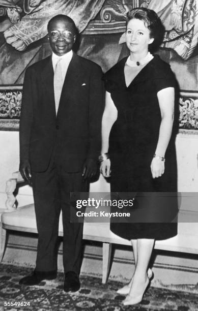 The first official portrait of the first president of the Republic of Senegal, Leopold Sedar Senghor with his wife Colette, circa 1960.