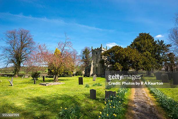 st annes church, beeley, derbyshire - evergreen cemetery stock pictures, royalty-free photos & images