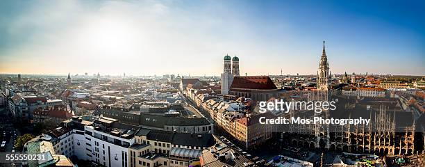 sunset over munich's skyline - munich stock pictures, royalty-free photos & images
