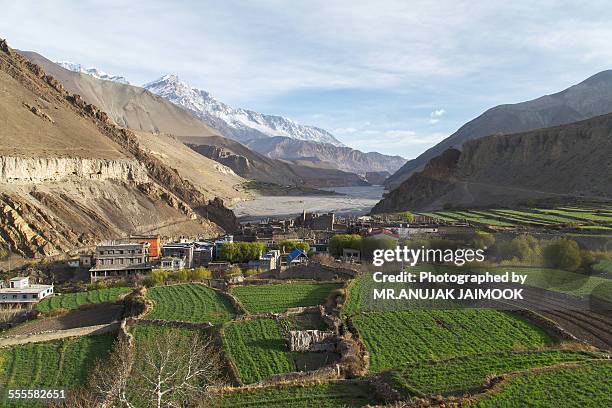 kagbeni town in mustang, nepal - parte inferior imagens e fotografias de stock