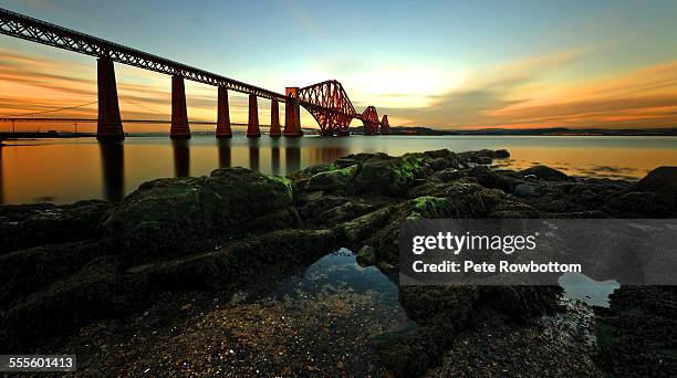 forth bridge sunset - firth of forth rail bridge stock pictures, royalty-free photos & images