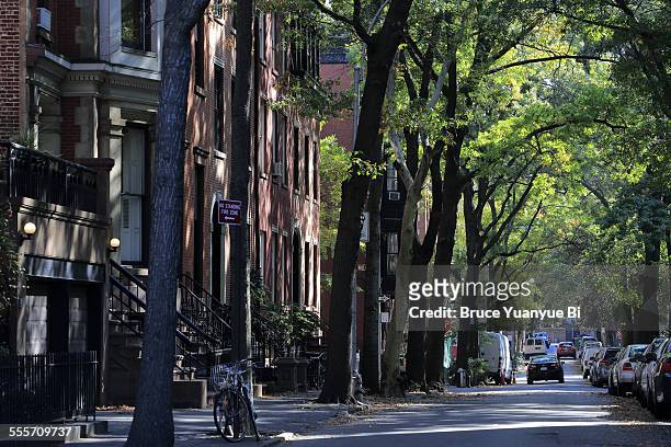 street view of brooklyn heights - brooklyn heights stock pictures, royalty-free photos & images