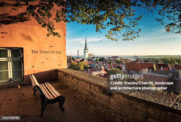tallinn in golden - estonia stock pictures, royalty-free photos & images