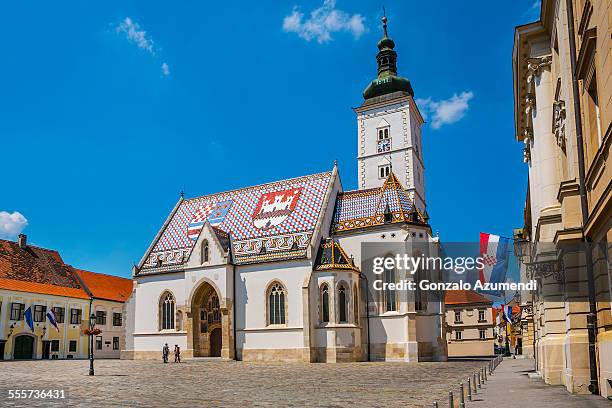 saint marks church in zagreb - zagreb - fotografias e filmes do acervo