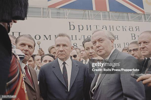 Prime Minister of the United Kingdom, Harold Wilson pictured on right with Soviet Premier, Alexei Kosygin during a visit to Moscow, Soviet Union for...