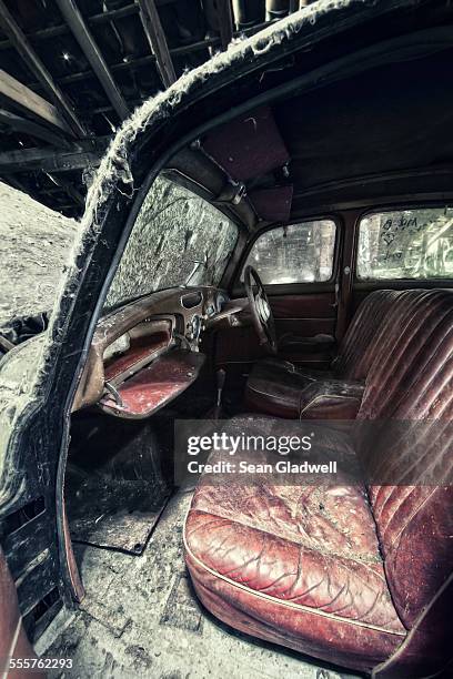 decaying car - messy car interior stock pictures, royalty-free photos & images