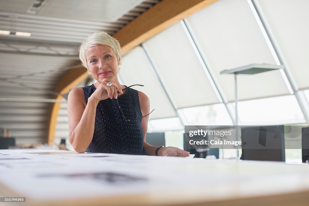 Businesswoman smiling in office