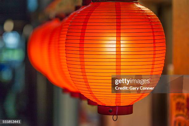 lanterns at chinese restaurant - japanischer lampion stock-fotos und bilder