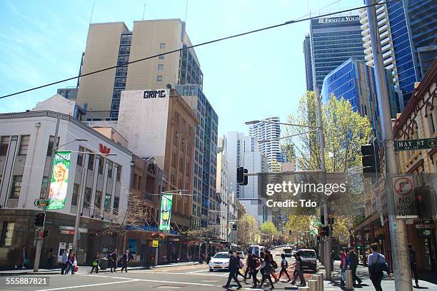 sydney,australia,george street. - crossing road stock pictures, royalty-free photos & images