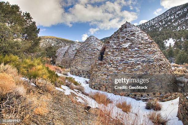 wildrose charcoal kilns ruins - wildrose charcoal kilns stock pictures, royalty-free photos & images