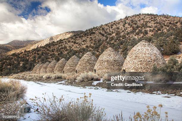wildrose charcoal kilns ruins - wildrose charcoal kilns stock pictures, royalty-free photos & images