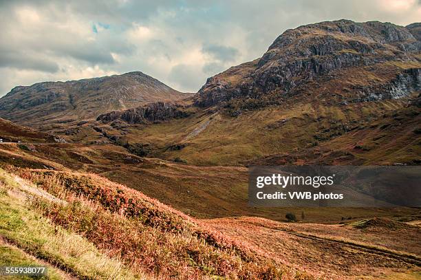 glencoe panorama - bidean nam bian stock pictures, royalty-free photos & images