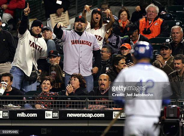 Jeff Kent of the Los Angeles Dodgers is jeered by fans of the San Francisco Giants after striking out in the first inning at SBC Park on September...