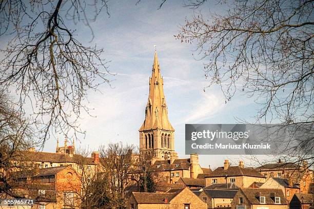 stamford england old town roof tops and church - midlands england bildbanksfoton och bilder