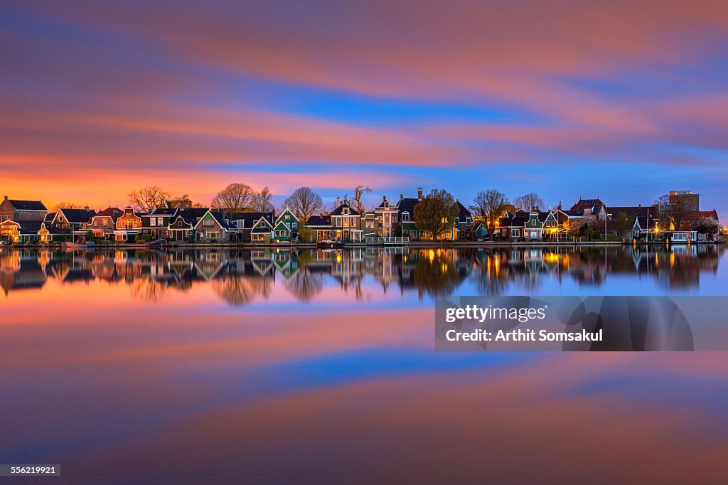 View of houses and River Zaan, Zaandam