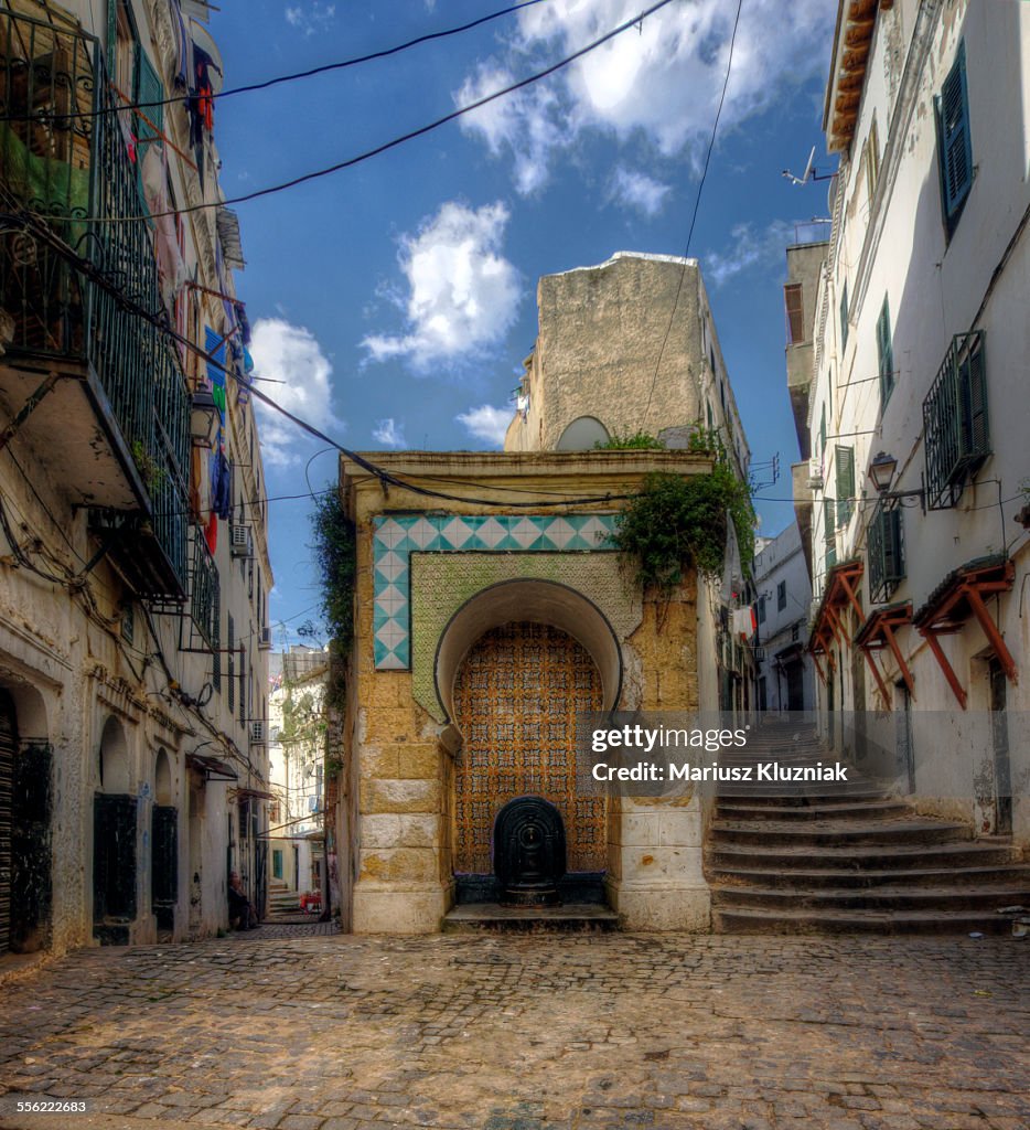 Algiers Kasbah old water fountain narrow streets