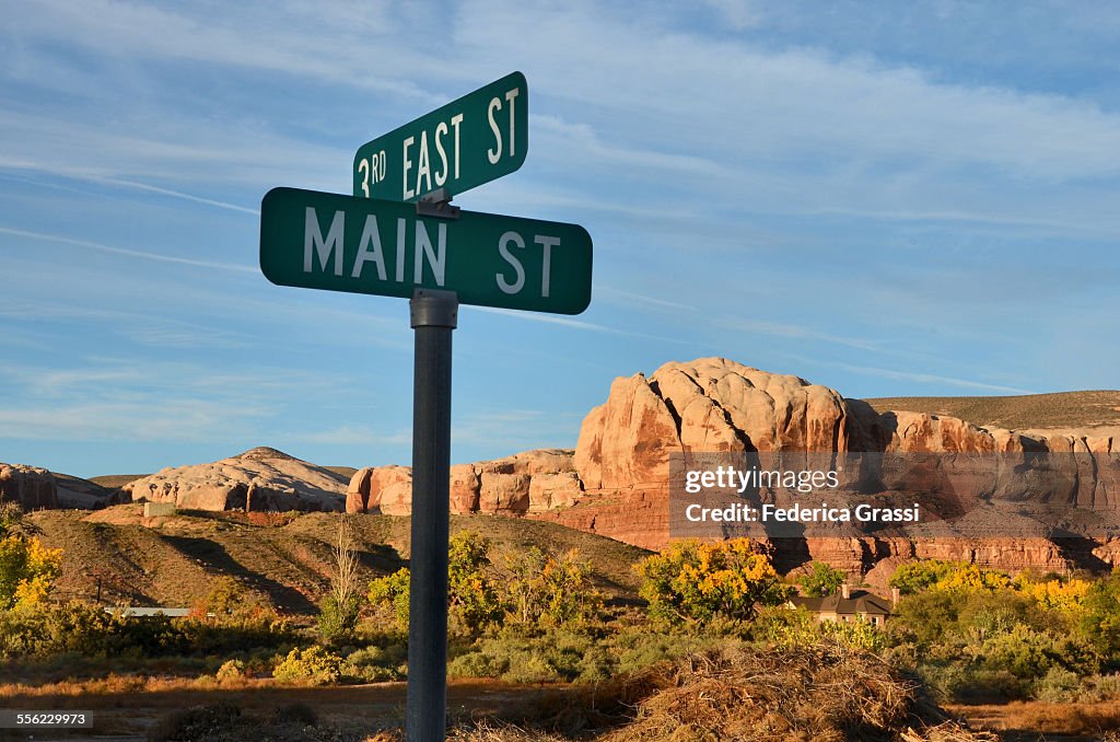 Main street road sign, Bluff, Utah