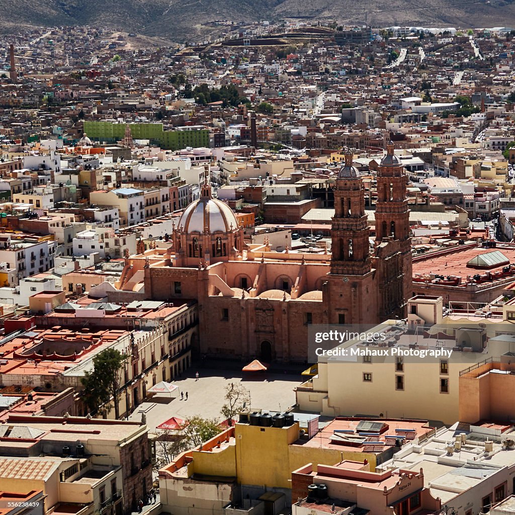 View over Zacatecas and its cathedral