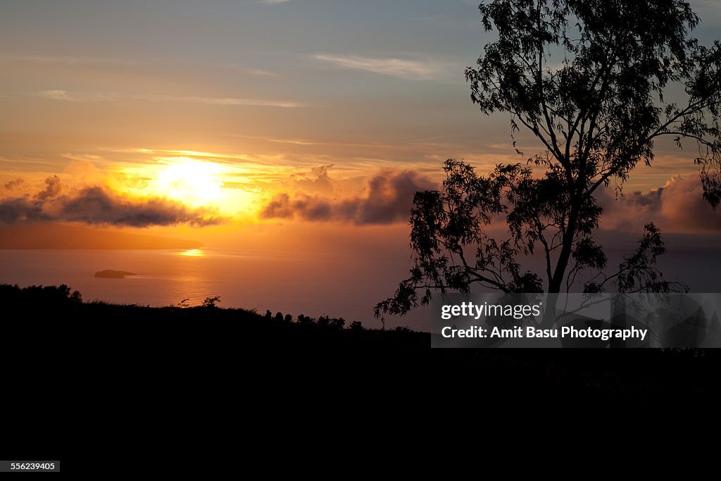 Sunset over the island of Maui