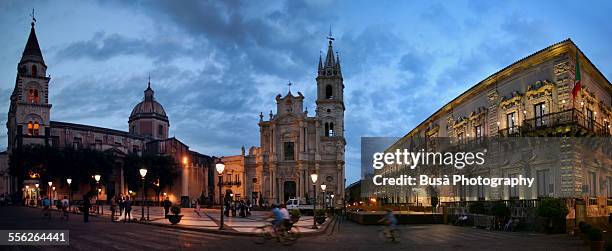 piazza del duomo in acireale (catania) at twilight - acireale stock pictures, royalty-free photos & images