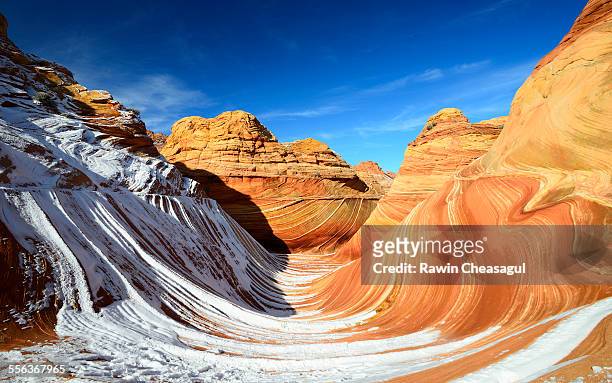 the wave in winter - the wave coyote buttes stock pictures, royalty-free photos & images