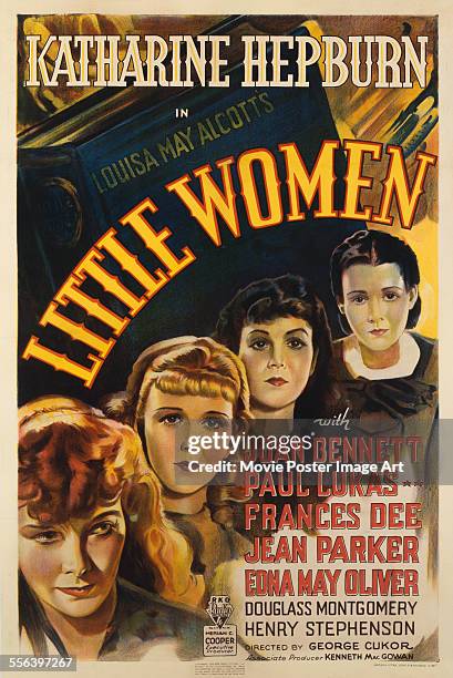 Poster for George Cukor's 1933 drama 'Little Women' starring Katharine Hepburn, Joan Bennett, Jean Parker, and Frances Dee.