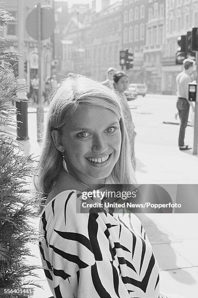 British television presenter of the game show 'Treasure Hunt', Anneka Rice pictured standing on Upper St Martins Lane in London on 26th September...