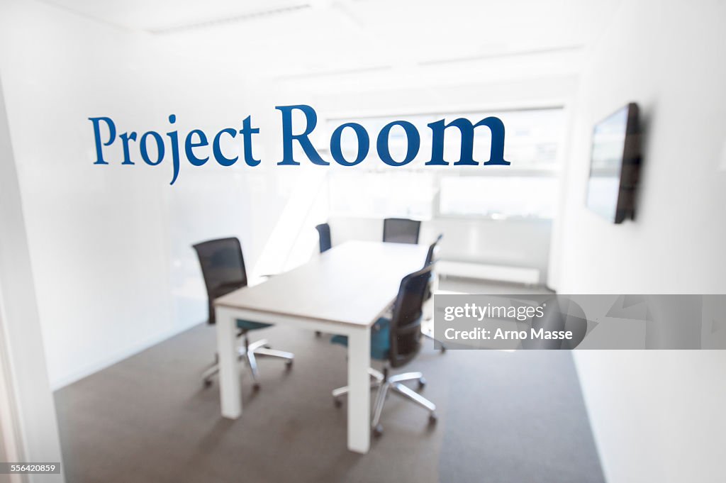 Empty project room, with table and chairs