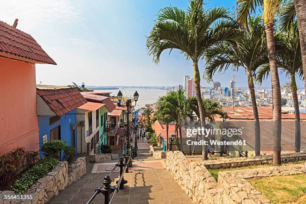 south america, ecuador, guayas province, guayaquil, las penas, cerro santa ana, city view - guayaquil stock pictures, royalty-free photos & images