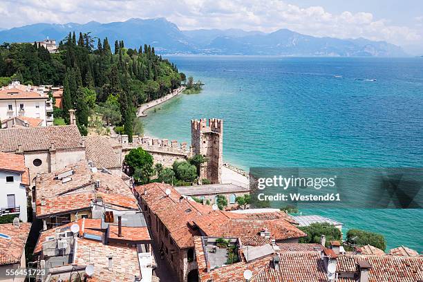 italy, lombardy, province of brescia, sirmione, lake garda, view from scaliger castle - lago di garda - fotografias e filmes do acervo