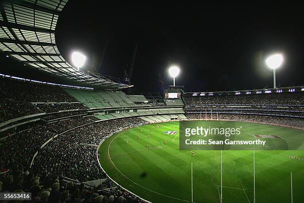 General view of the Melbourne Cricket Ground during the AFL preliminary final between the St Kilda Saints and the Sydney Swans at the Melbourne...