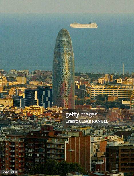 The new Agbar Tower is seen 16 September 2005 following its inauguration by Spanish King Juan Carlos and Queen Sofia in Barcelona. French architect...