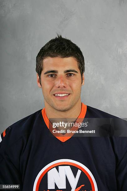 Rick DiPietro of the New York Islanders poses for a portrait at Nassau Coliseum on September 10, 2005 in Uniondale, New York.