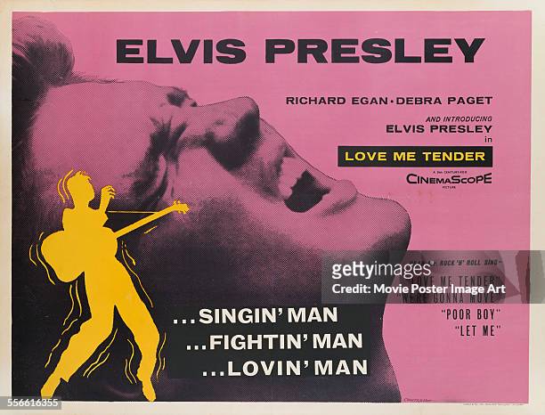 Poster for Robert D. Webb's 1956 drama 'Love Me Tender' starring Elvis Presley.