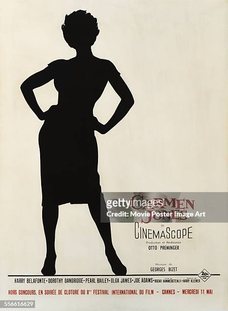 Poster for Otto Preminger's 1954 drama 'Carmen Jones' starring Dorothy Dandridge.