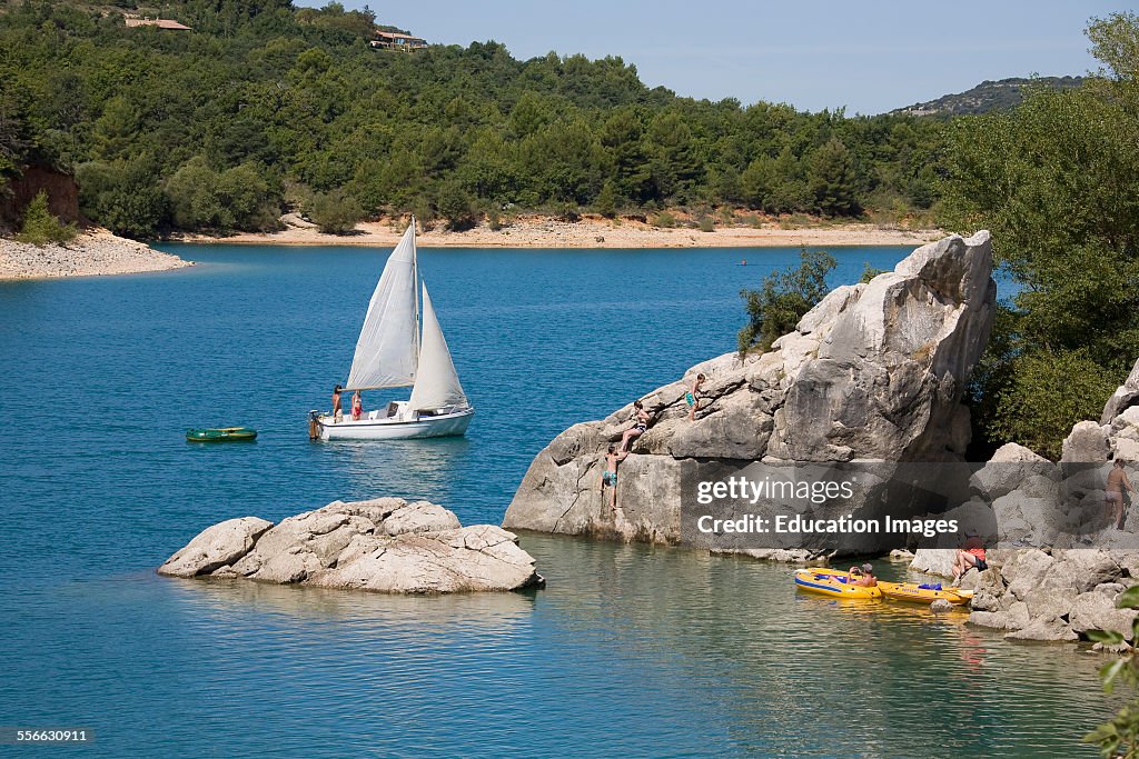 Lake of St Croix. Verdon., Lake, Department 04, PACA or Provence, Alpes, Cote d'Azur Region, South of France.