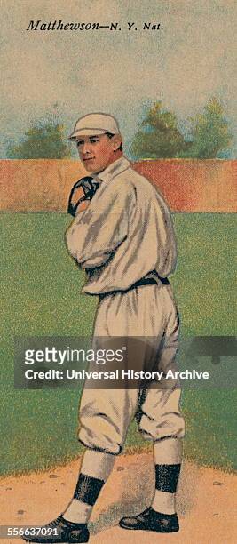 Christy Mathewson/Albert Bridwell, New York Giants, baseball card portrait.