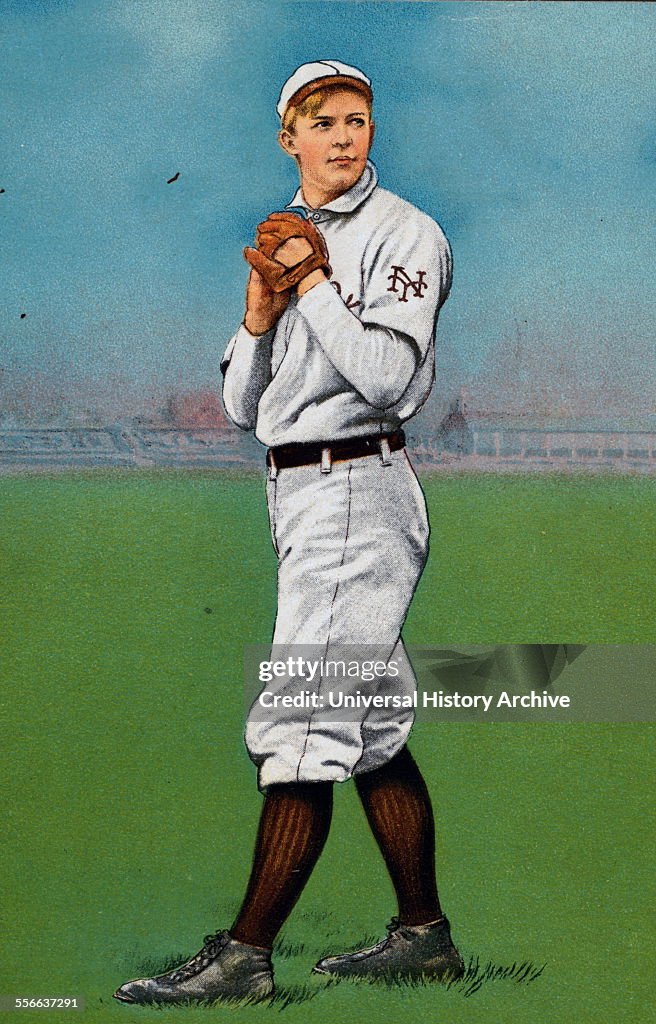 Christy Mathewson, New York Giants, baseball card portrait.