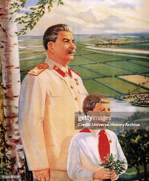 Russian Communist Propaganda poster: Long live and great prosper to our Motherland I. Stalin by Golub P.S.