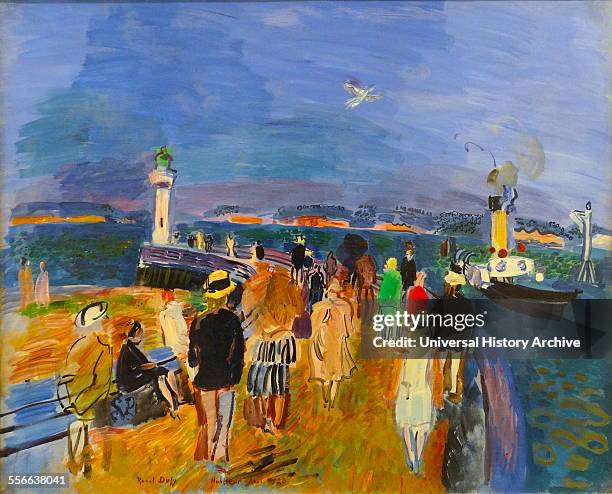 La Jetée de Honfleur by Raoul Dufy . Oil on canvas, 1928. Dufy was a French Fauvist painter who developed a colourful, decorative style that quickly...