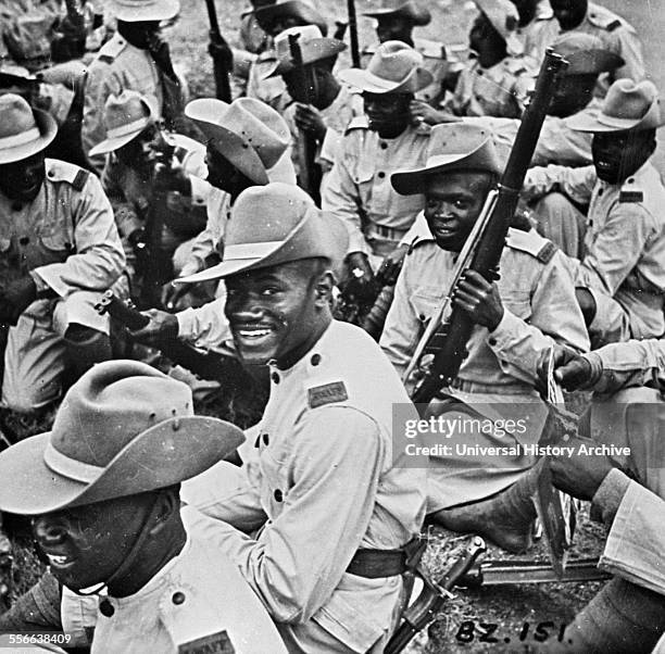 Ashanti troops in Gold Coast Regiment. Smartness in the parade ground and cheerfulness under all conditions are traditional characteristics of the...