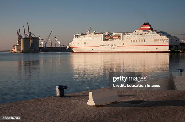 Acciona Trasmediterranea ferry ship Sorolla in the port of Malaga, Spain.