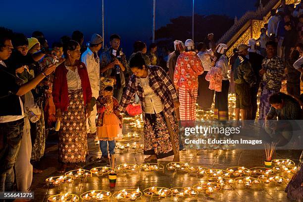 Festival Of Candles. Golden Rock. Kyaiktiyo. Myanmar.