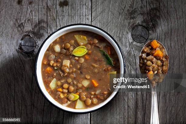 bowl of lentil soup - lentil ストックフォトと画像