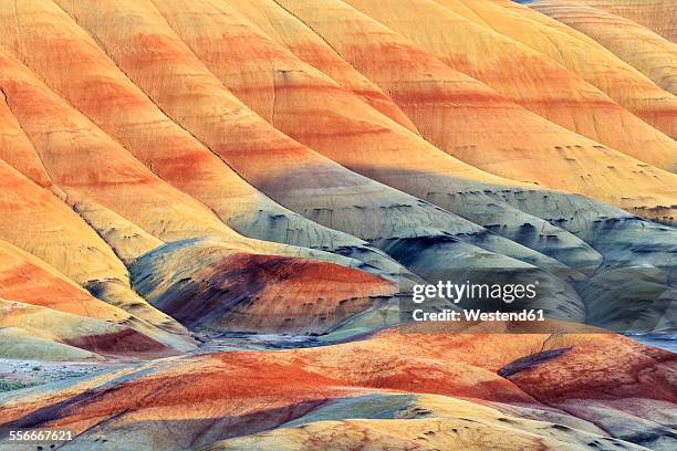 usa, oregon, john day fossil beds national monument, painted hills - painted hills stockfoto's en -beelden