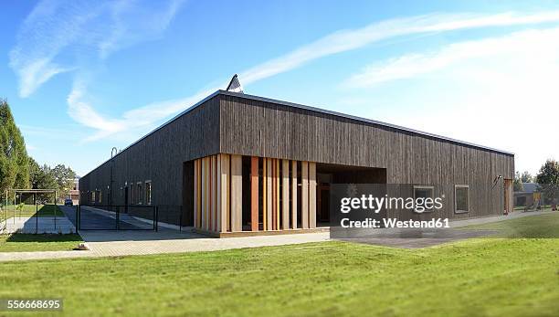 estonia, newly built kindergarten - architecture wood stock pictures, royalty-free photos & images